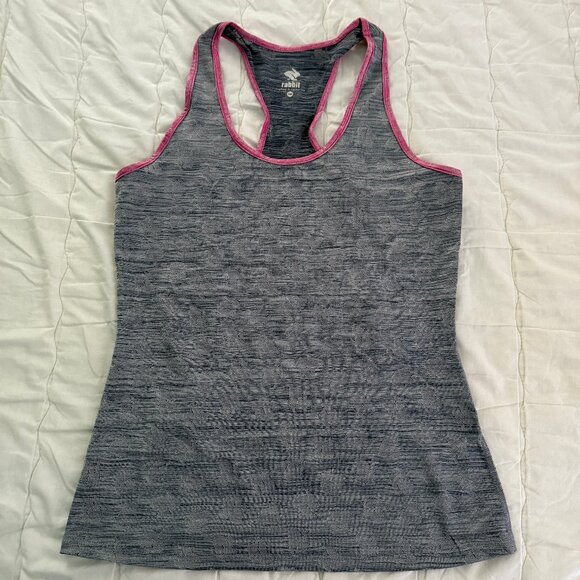 Rabbit Bunny Hop Tank - Gray with Pink Trim Size Small - Picture 1 of 3